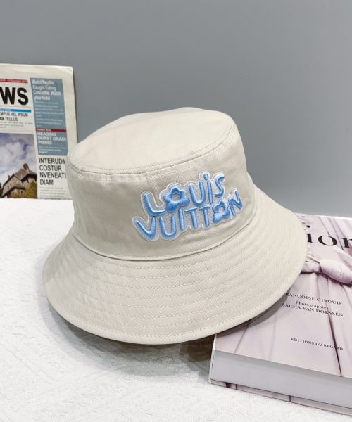 LV047 - Logo Cotton Bucket Hat White Reversible