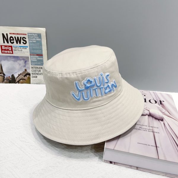 LV047 - Logo Cotton Bucket Hat White Reversible - Image 2