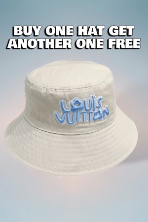 LV047 - Logo Cotton Bucket Hat White Reversible