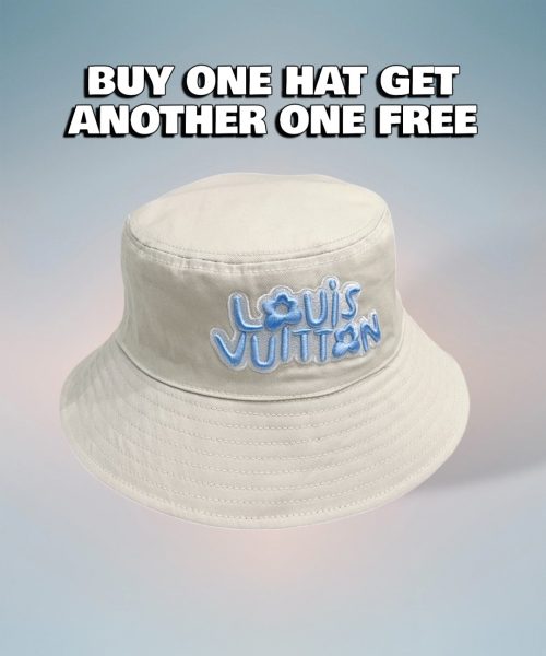 LV047 - Logo Cotton Bucket Hat White Reversible