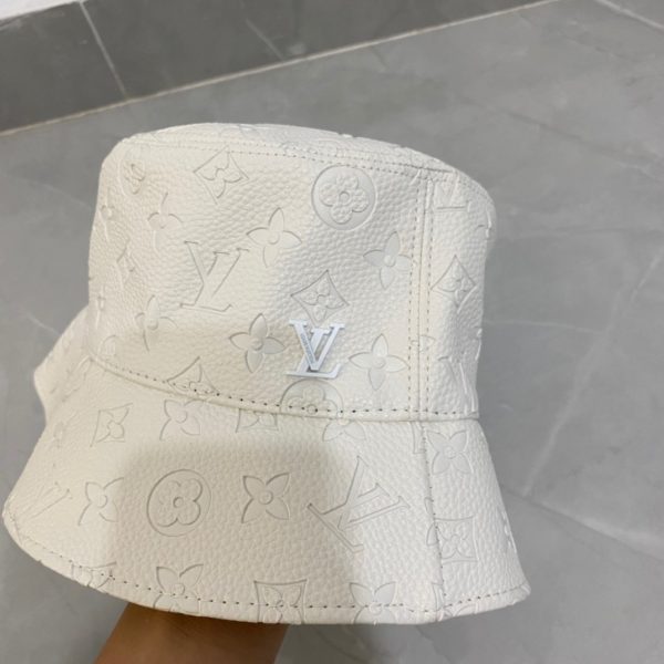LV029 - Leather Bucket Hat White - Image 3