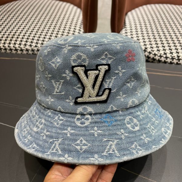 LV058 - Monogram Denim Bucket Hat Light Blue - Image 7