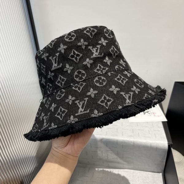 LV060 - Monogram Denim Bucket Hat Black - Image 9