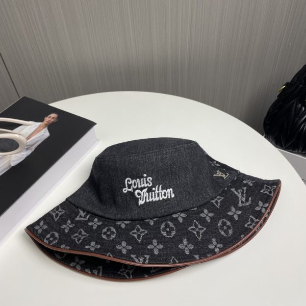 LV051 - Logo Denim Bucket Hat Black - Image 9