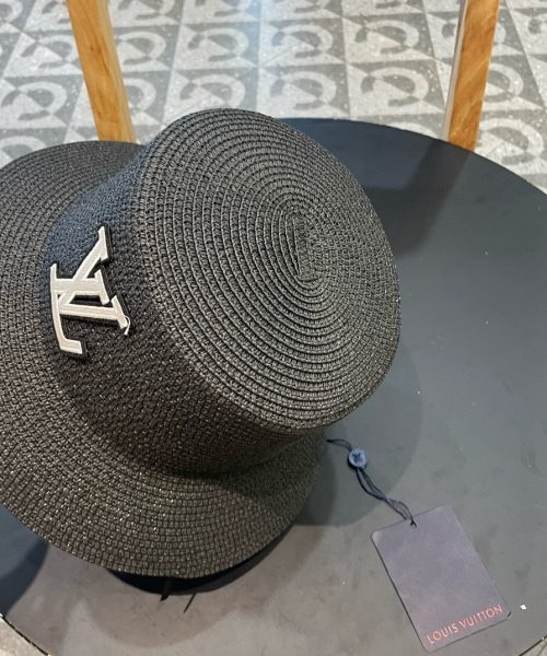 LV072 - Logo Straw bucket hat Black