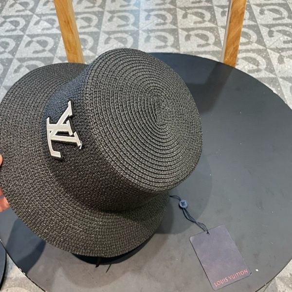 LV072 - Logo Straw bucket hat Black - Image 2