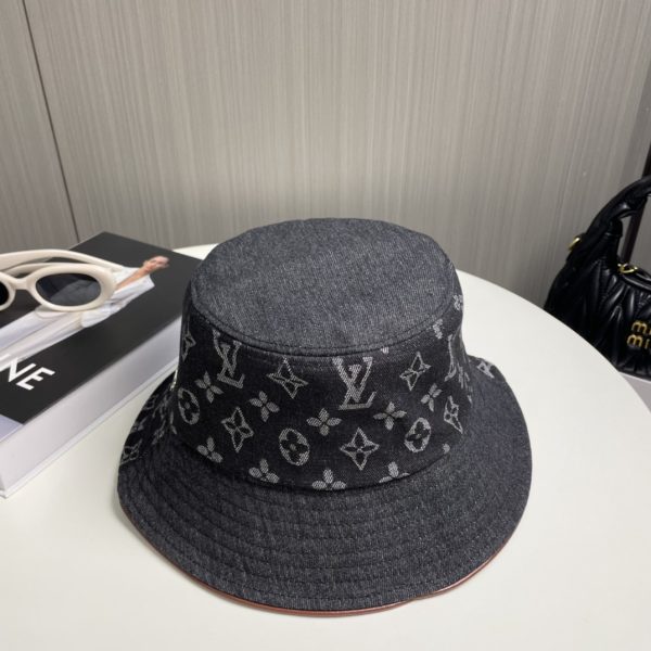 LV051 - Logo Denim Bucket Hat Black - Image 6