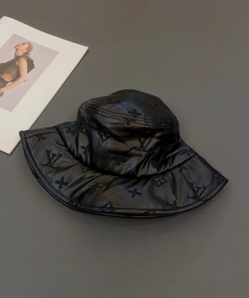 LV027 - Leather Bucket Hat Black