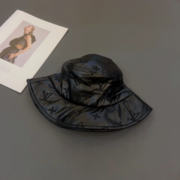 LV027 - Leather Bucket Hat Black - Image 6