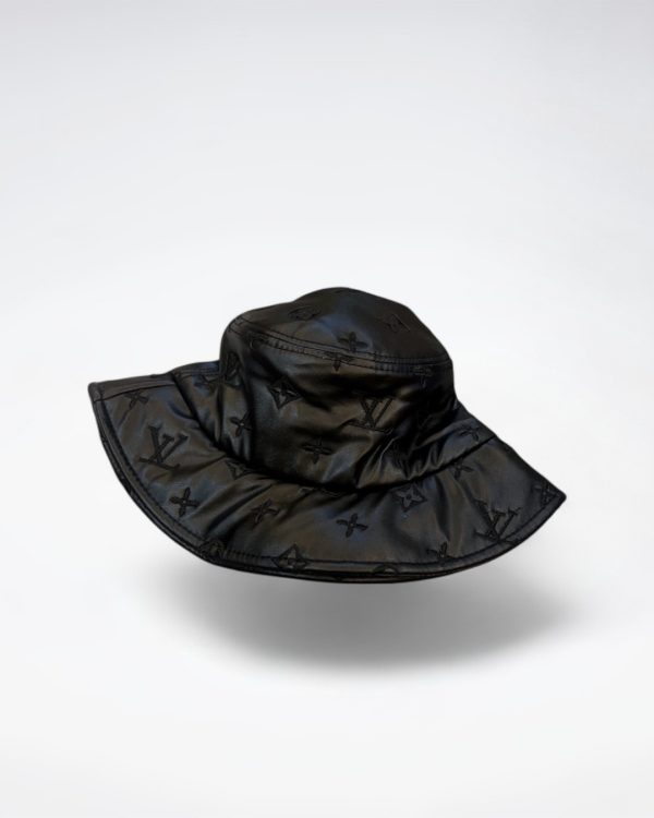 LV027 - Leather Bucket Hat Black - Image 2