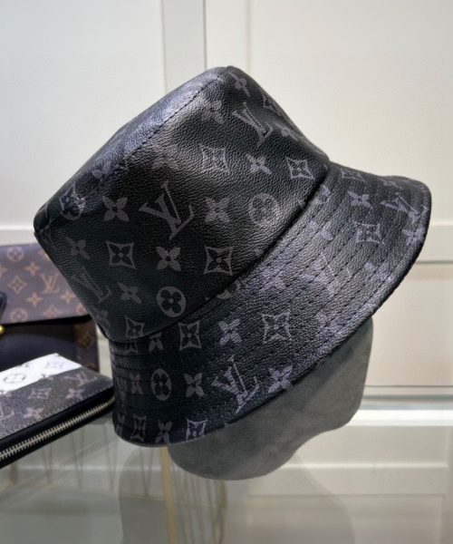 LV074 - Monogram Leather Bucket Hat Black