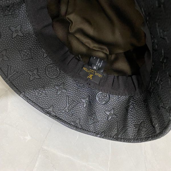 LV028 - Leather Bucket Hat Black - Image 3