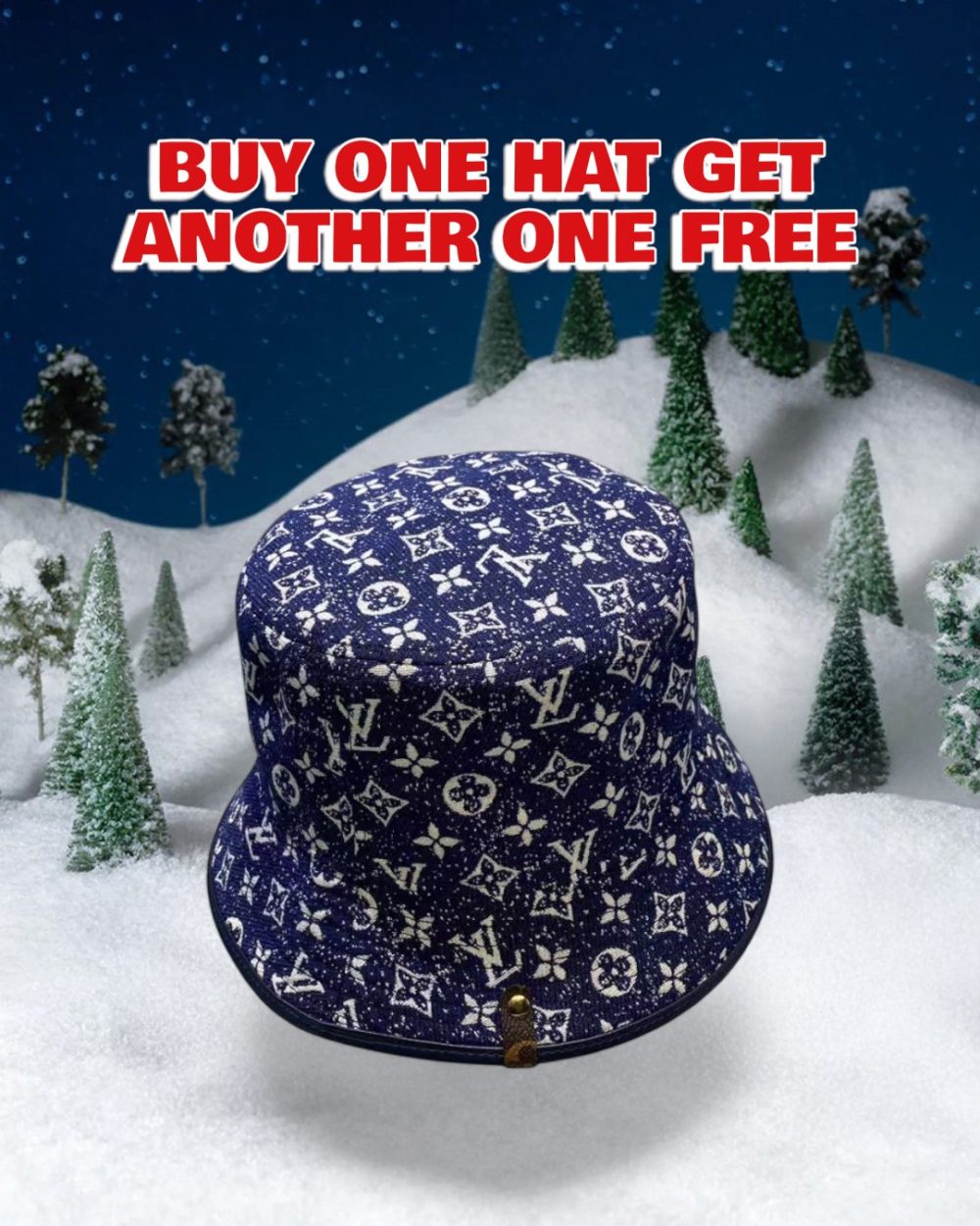 LV014 - Monogram Denim Bucket Hat Blue