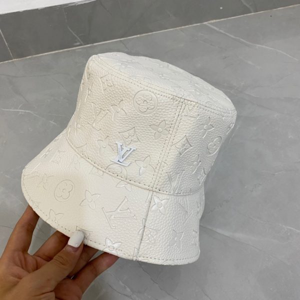 LV029 - Leather Bucket Hat White - Image 4