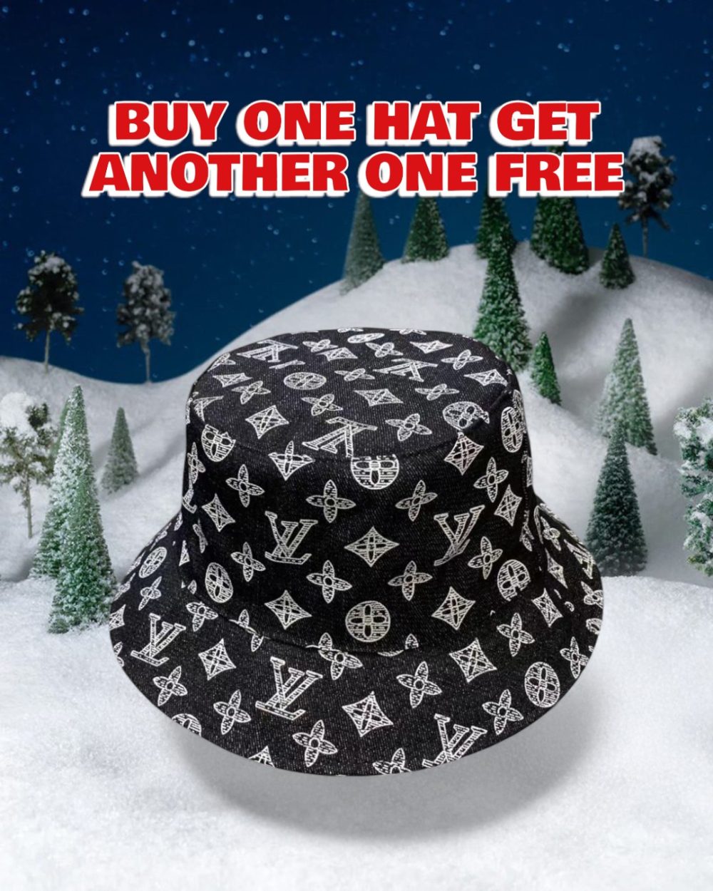 LV017 - Monogram Canvas Bucket Hat Black