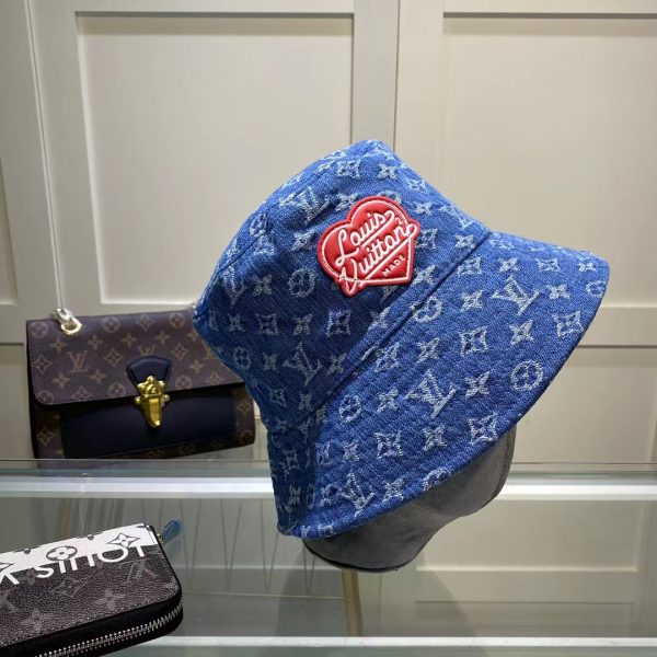 LV012 - Monogram Denim Bucket Hat Blue - Image 5