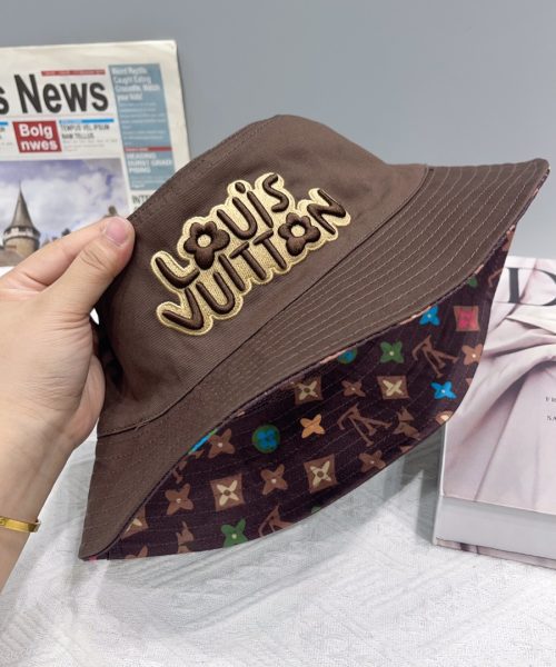LV044 - Logo Cotton Bucket Hat Brown Reversible