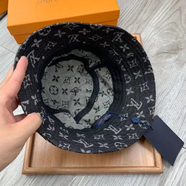 LV022 - Monogram Cotton Bucket Hat Black - Image 8