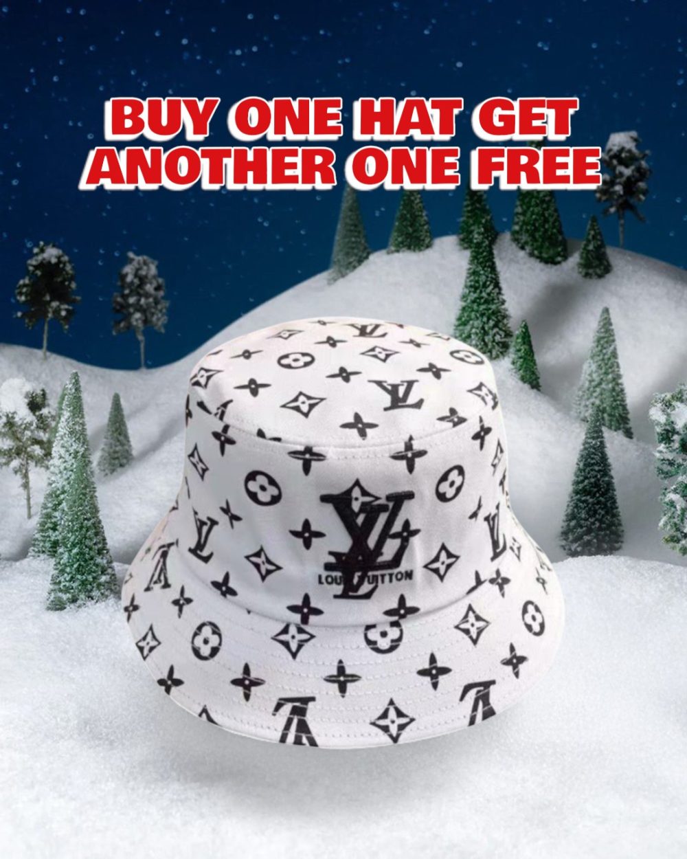 LV002 - Monogram Canvas Bucket Hat White