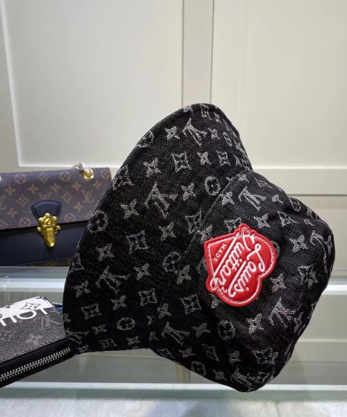LV013 - Monogram Denim Bucket Hat Black