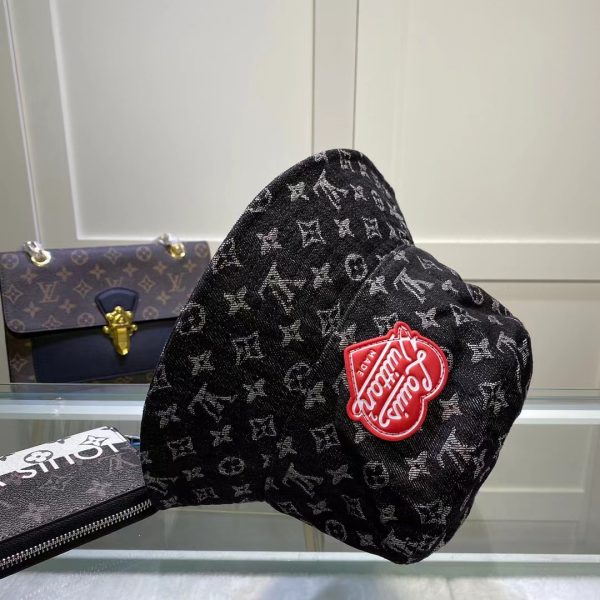 LV013 - Monogram Denim Bucket Hat Black - Image 5
