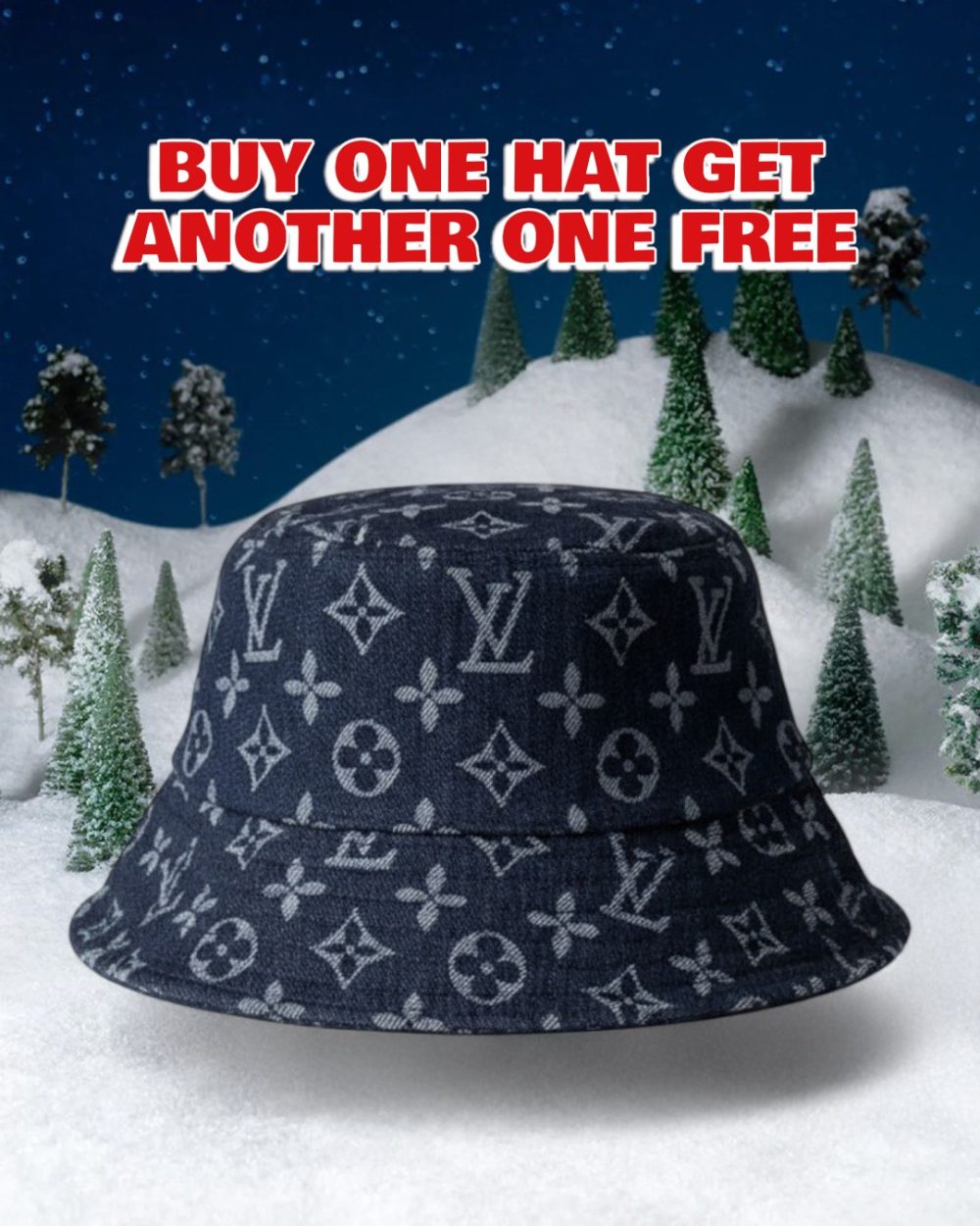 LV021 - Monogram Cotton Bucket Hat Blue