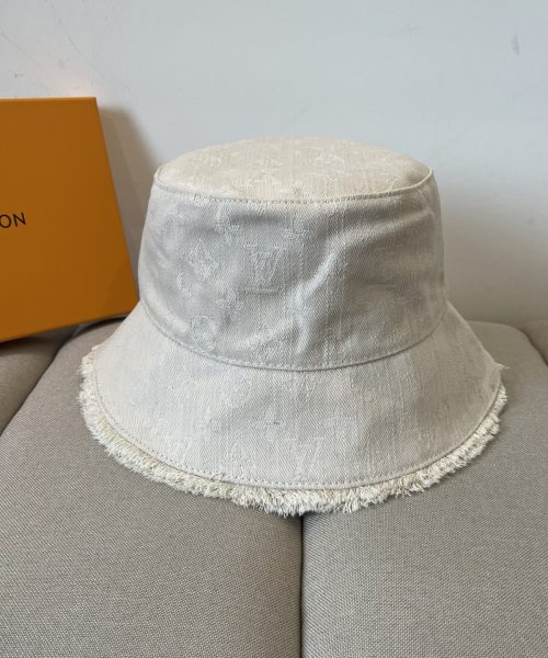 LV076 - Monogram Denim Bucket Hat White