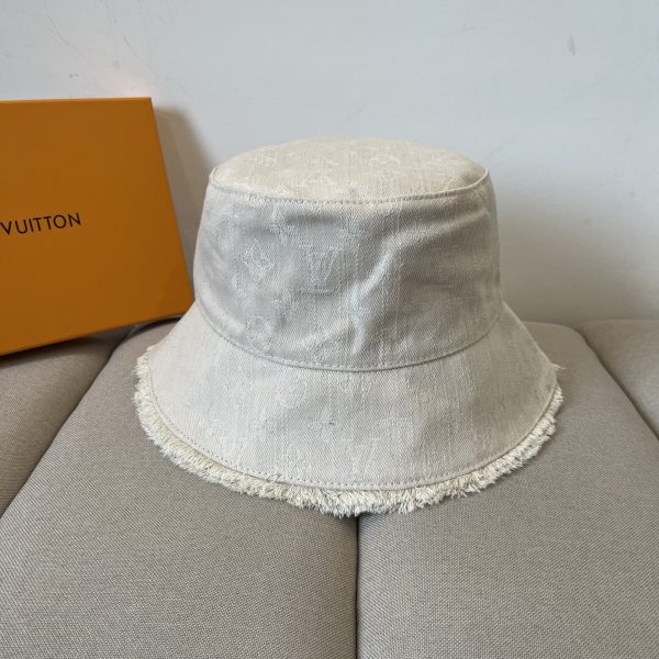 LV076 - Monogram Denim Bucket Hat White - Image 2