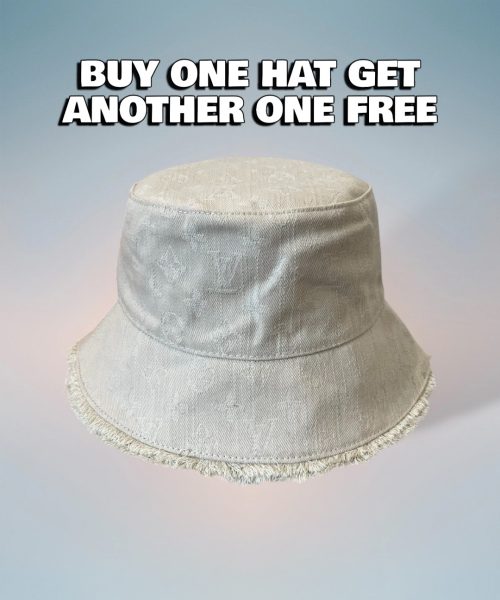 LV076 - Monogram Denim Bucket Hat White