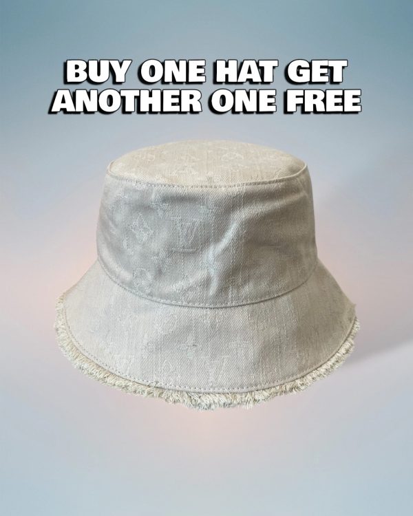 LV076 - Monogram Denim Bucket Hat White