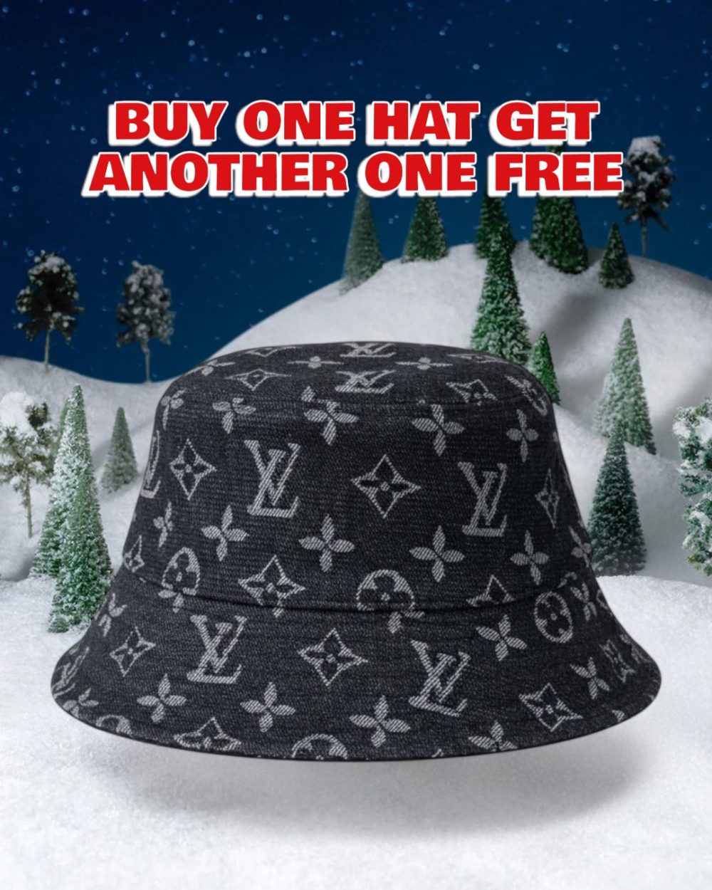 LV022 - Monogram Cotton Bucket Hat Black