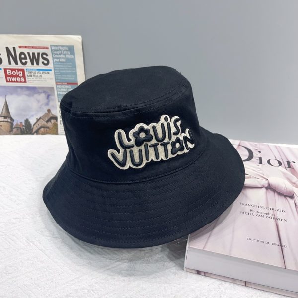 LV045 - Logo Cotton Bucket Hat Black Reversible - Image 3