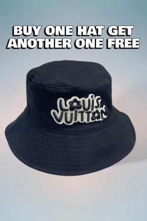 LV045 - Logo Cotton Bucket Hat Black Reversible