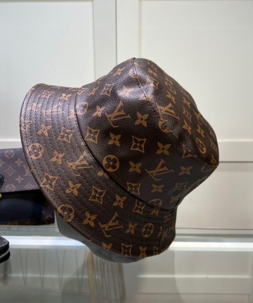 LV073 - Monogram Leather Bucket Hat Brown