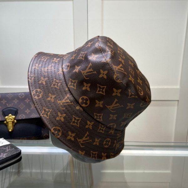 LV073 - Monogram Leather Bucket Hat Brown - Image 3