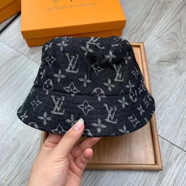 LV022 - Monogram Cotton Bucket Hat Black - Image 7