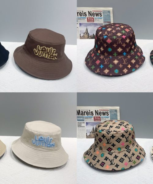 LV046 - Logo Cotton Bucket Hat Beige Reversible