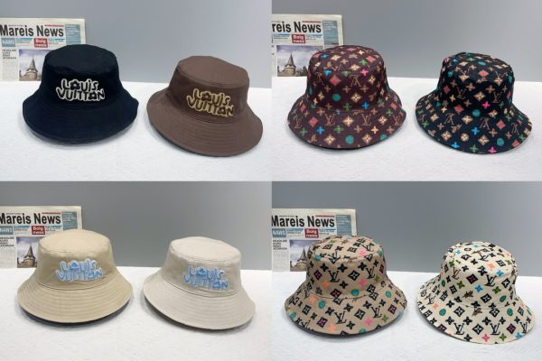LV046 - Logo Cotton Bucket Hat Beige Reversible - Image 5