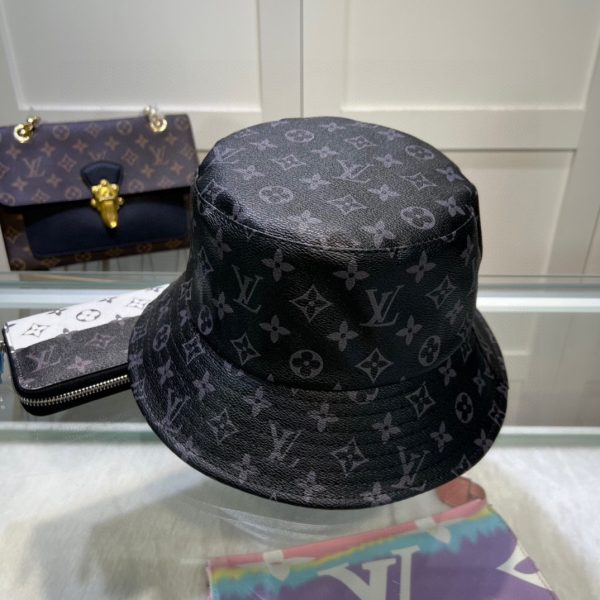 LV074 - Monogram Leather Bucket Hat Black - Image 2