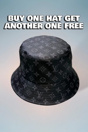 LV074 - Monogram Leather Bucket Hat Black