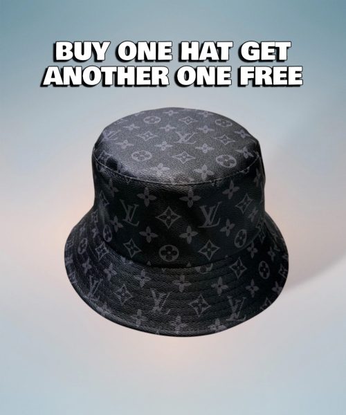 LV074 - Monogram Leather Bucket Hat Black