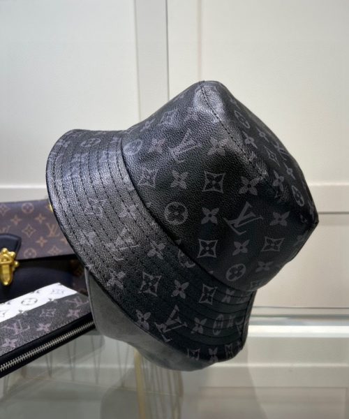 LV074 - Monogram Leather Bucket Hat Black