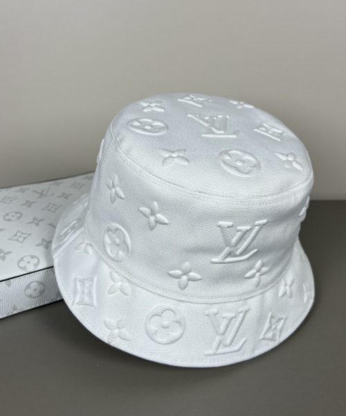 LV052 - Logo Denim Bucket Hat White