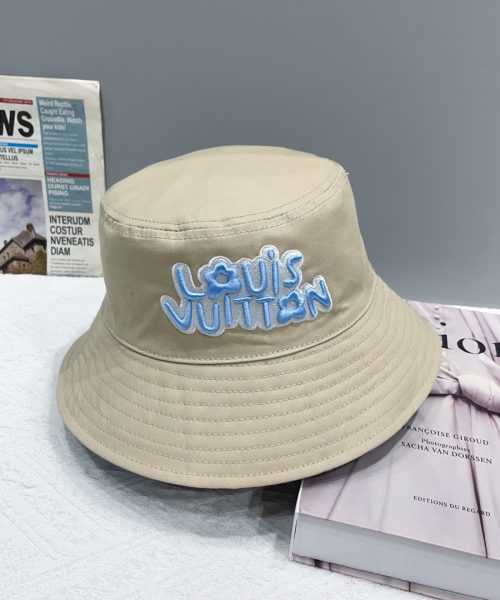 LV046 - Logo Cotton Bucket Hat Beige Reversible