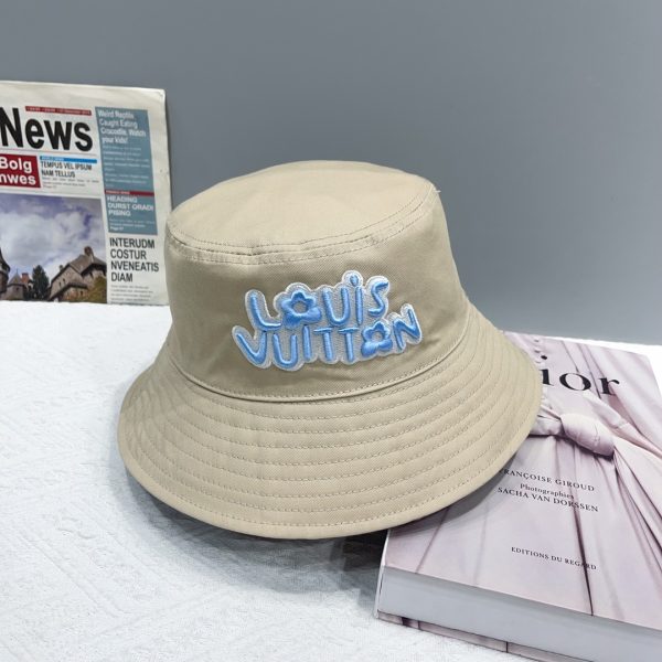 LV046 - Logo Cotton Bucket Hat Beige Reversible - Image 2