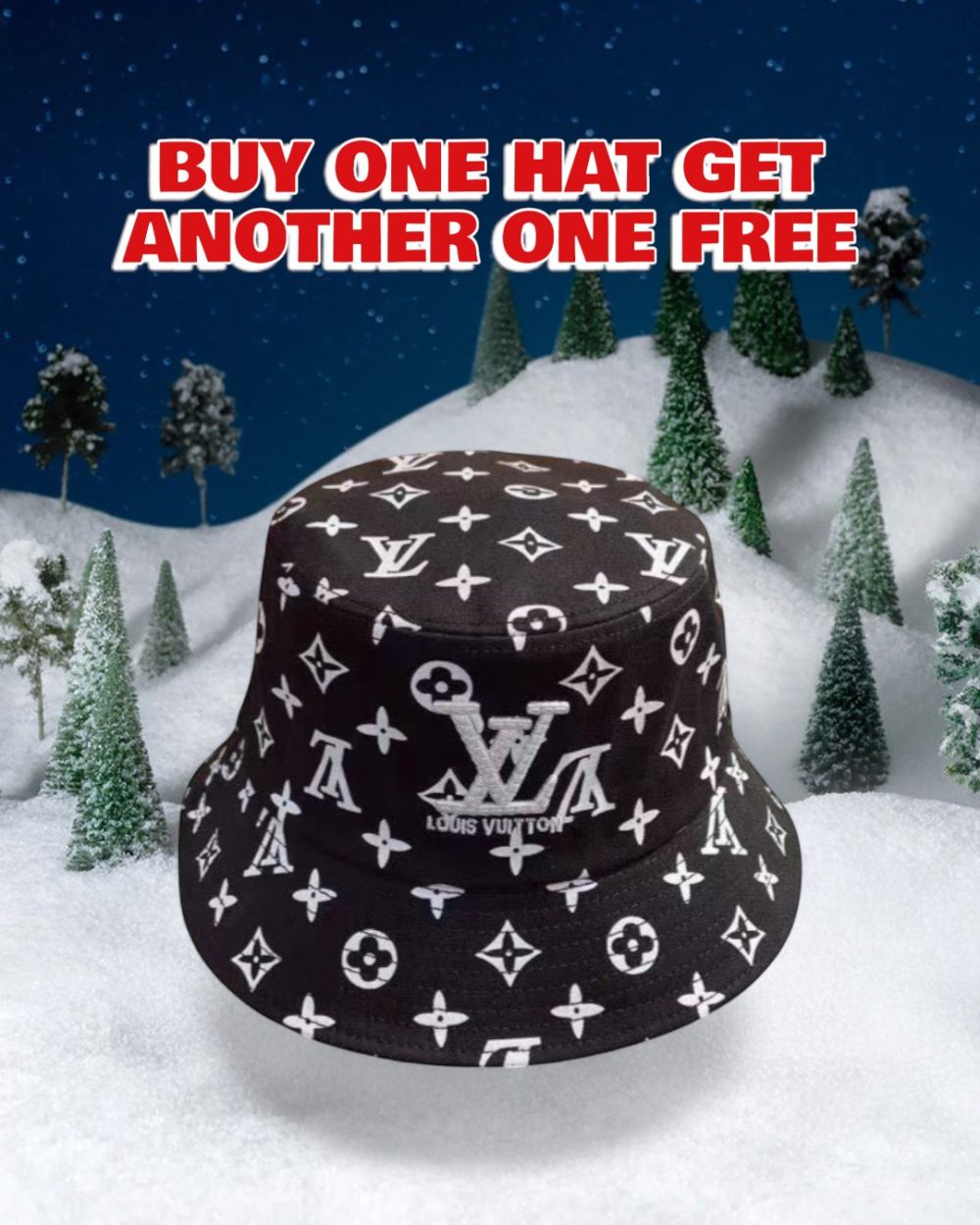 LV003 - Monogram Canvas Bucket Hat Black