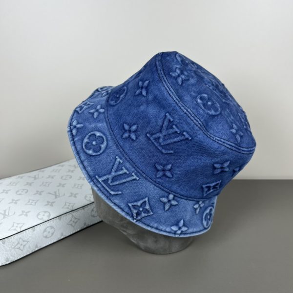 LV054 - Logo Denim Bucket Hat Blue - Image 4