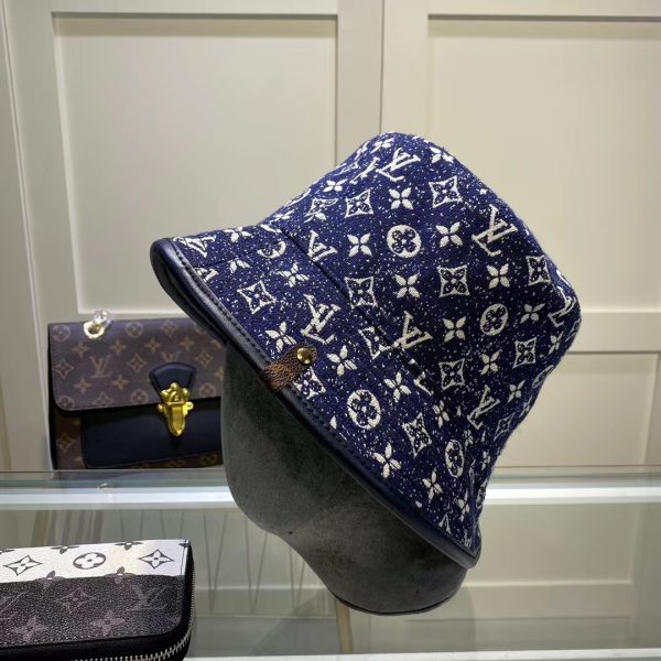 LV014 - Monogram Denim Bucket Hat Blue - Image 8