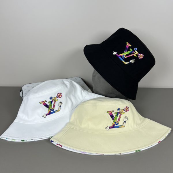 LV057 - Logo Cotton Bucket Hat Black Reversible - Image 10