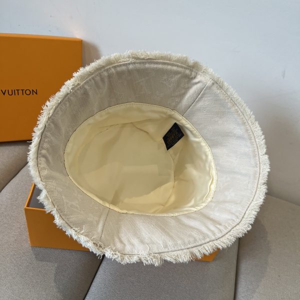 LV076 - Monogram Denim Bucket Hat White - Image 3
